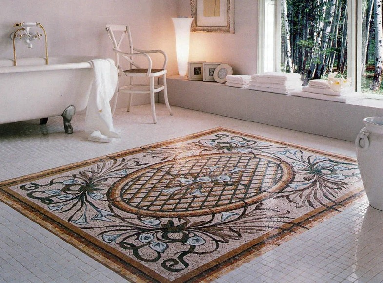 Мраморная мозайка на пол и её преимущества