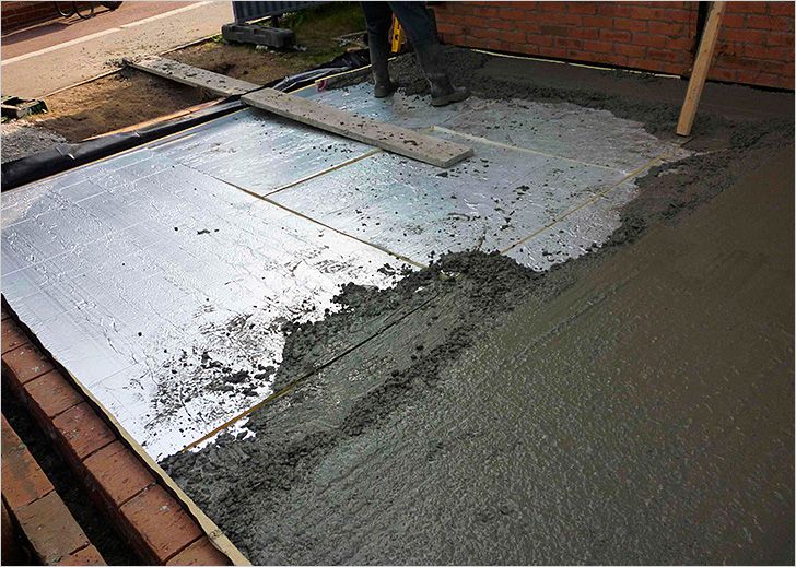 Выравнивающая стяжка поверх утеплителя