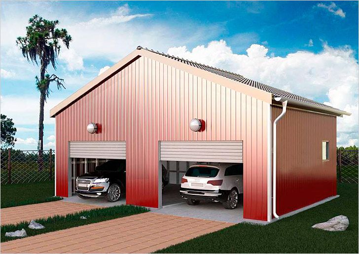 Гараж из ЛСТК на 2 машины