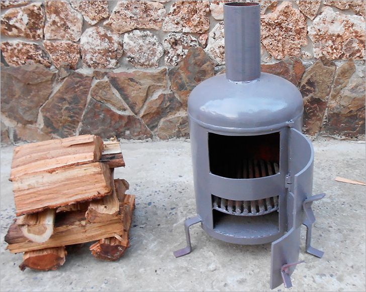 Маленькая буржуйка из газового баллона