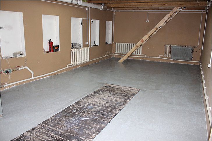 Вариант бетонного пола в гараже со смотровой ямой