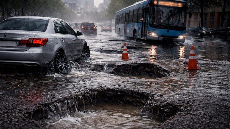 Ливни смыли асфальт: Ташкент снова утонул в ямах