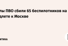 Силы ПВО сбили 65 беспилотников на подлете к Москве
